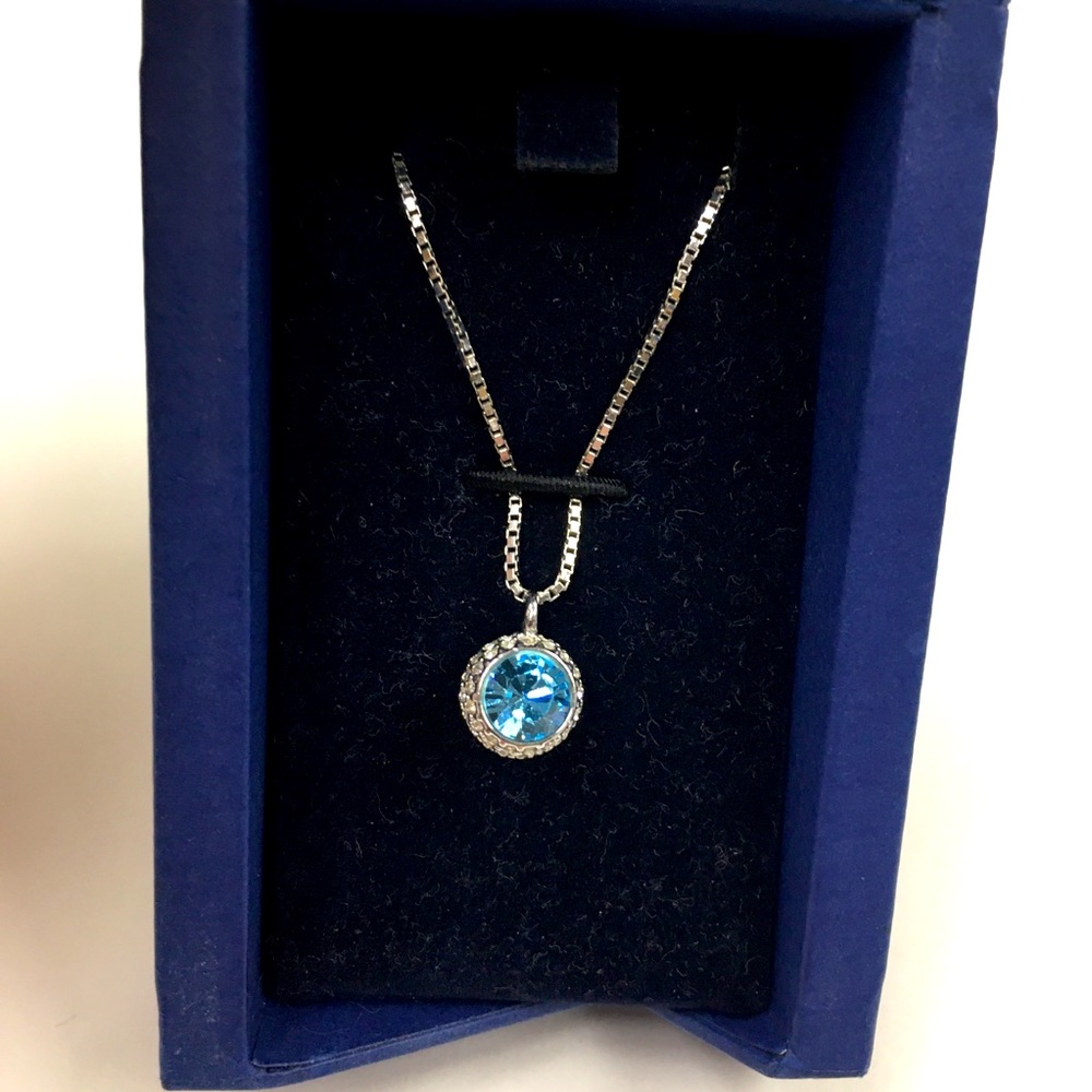 Swarovski Crystal Pendent Necklace Light Blue